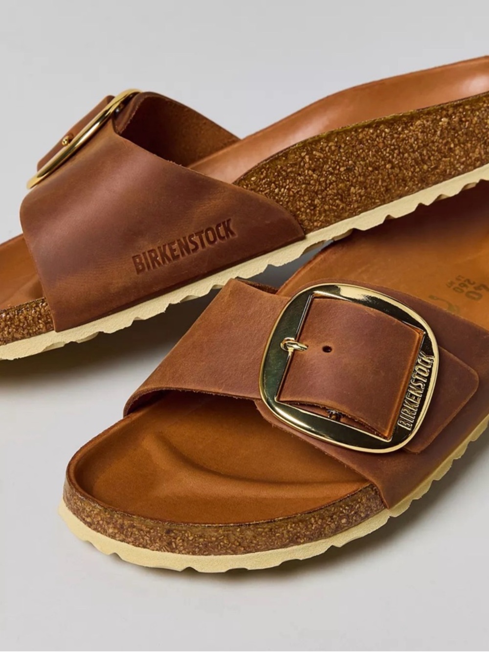 Birkenstock Women’s Madrid Big Gold Buckle Leather Sandals 🔥 Size 40